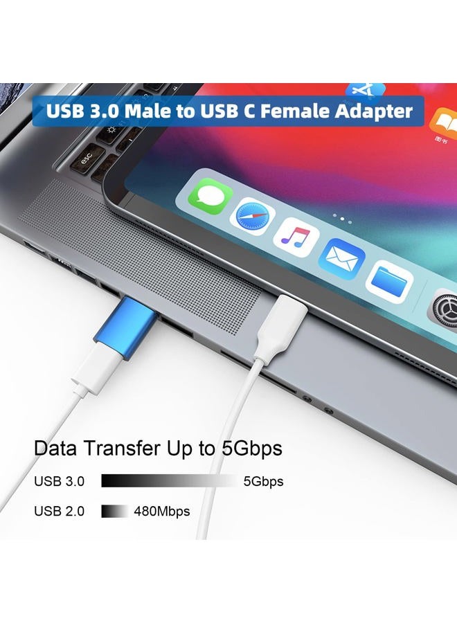 AreMe USB to USB C Adapter (6 Pack), USB C Male to USB 3.0 Female OTG Converter, Type-C Female to A Male Connector (Blue) - Image 4