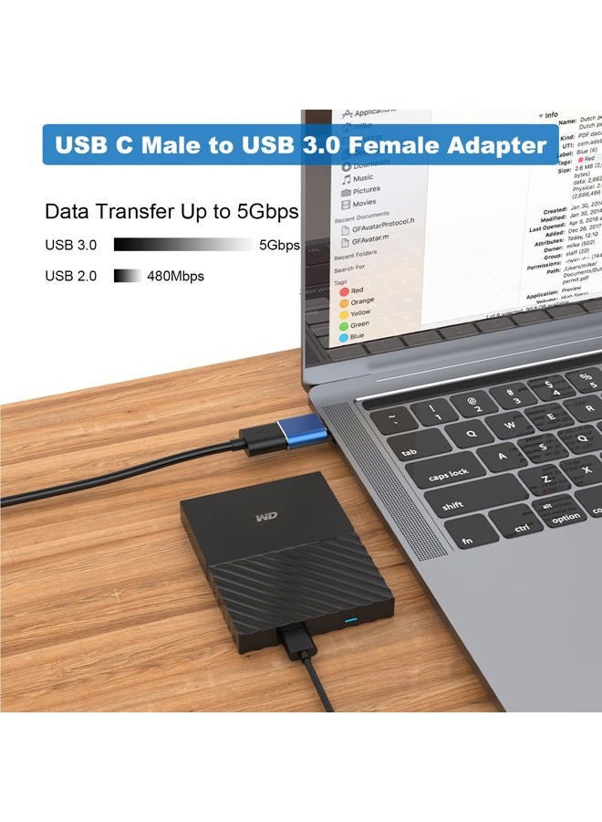 AreMe USB to USB C Adapter (6 Pack), USB C Male to USB 3.0 Female OTG Converter, Type-C Female to A Male Connector (Blue) - Image 3