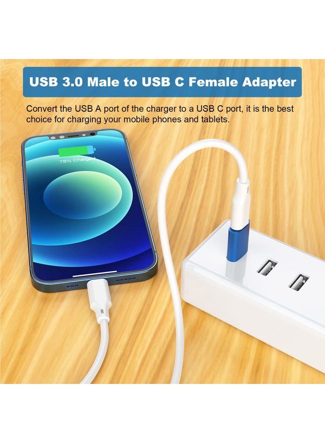 AreMe USB to USB C Adapter (6 Pack), USB C Male to USB 3.0 Female OTG Converter, Type-C Female to A Male Connector (Blue) - Image 5