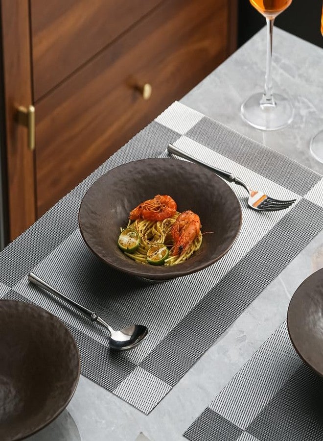 Biyread 8 Inch Elegant Porcelain Dinner Plates, Round Appetizer Plates, Perfect for Salad, Dessert, Pasta, Snacks,Fruit,Breakfast, Party, Dishwasher & Microwave Safe, Set of 4 (Brown) - Image 2