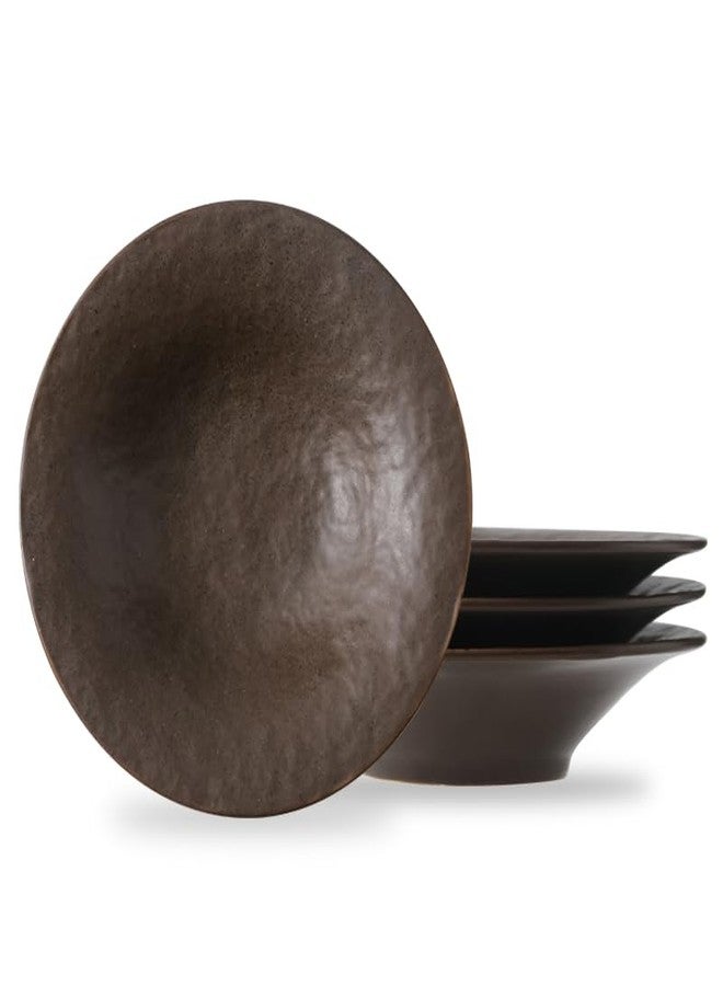 Biyread 8 Inch Elegant Porcelain Dinner Plates, Round Appetizer Plates, Perfect for Salad, Dessert, Pasta, Snacks,Fruit,Breakfast, Party, Dishwasher & Microwave Safe, Set of 4 (Brown) - Image 1
