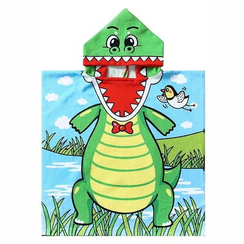 Kradyl Kroft Hooded Poncho Towel for Kids | Double Side Terry | Printed Cape Towels for Kids (Dino) - Image 1