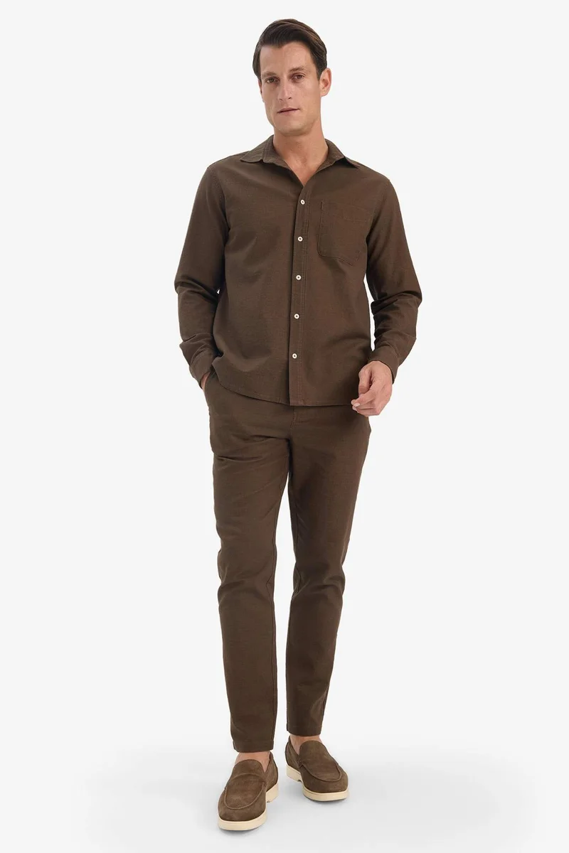 ديفاكتو Cotton Slim Fit Elastic Waist Linen Look Jogger Pants
