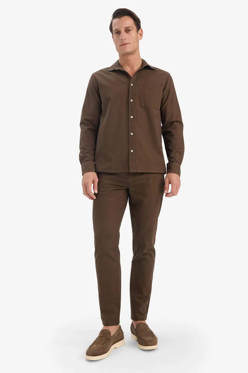 ديفاكتو Cotton Slim Fit Elastic Waist Linen Look Jogger Pants