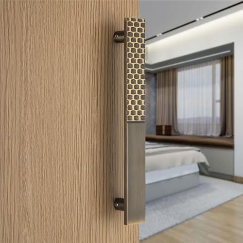 COMPASS 12" Brass Main Door Handle | Door Handles for Main Door | Pull Handles for All The Doors of House | Office | Hotels | PH-BK (Pack of 1, Antique Finish) - Image 1