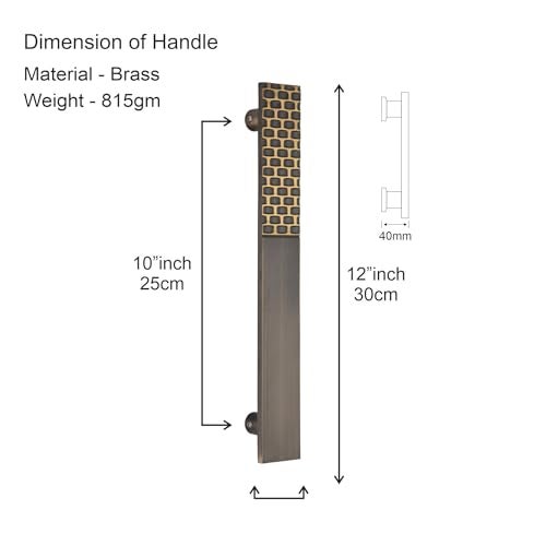 COMPASS 12" Brass Main Door Handle | Door Handles for Main Door | Pull Handles for All The Doors of House | Office | Hotels | PH-BK (Pack of 1, Antique Finish) - Image 3