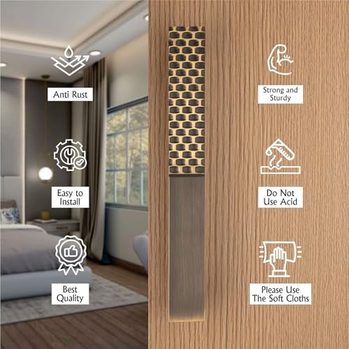 COMPASS 12" Brass Main Door Handle | Door Handles for Main Door | Pull Handles for All The Doors of House | Office | Hotels | PH-BK (Pack of 1, Antique Finish) - Image 4