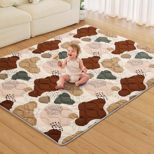 Blissful Diary Baby Play Mats for Floor 71x59 Inch Extra Thicker Large Soft Cushioning Foam Playmats for Babies and Toddlers Foldable Washable Baby Crawling Mat for Playpen Boho Design