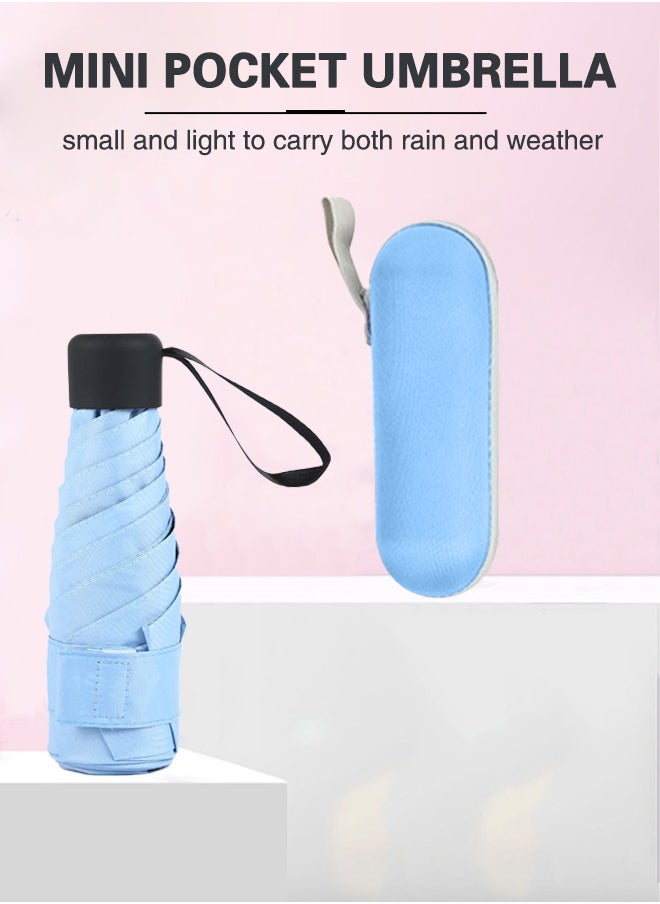 Blue Mini Folding Compact Umbrella Lightweight Capsule Umbrella