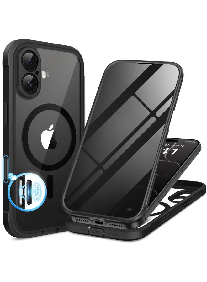 بيرفي جراب آيفون 17، متوافق مع ماج سيف، مع واقي شاشة خصوصية مدمج وحماية للكاميرا، مضاد للتجسس ومضاد للصدمات بغطاء شفاف كامل للجسم مناسب لمقاس 6.3 بوصة، لون أسود - Image 1