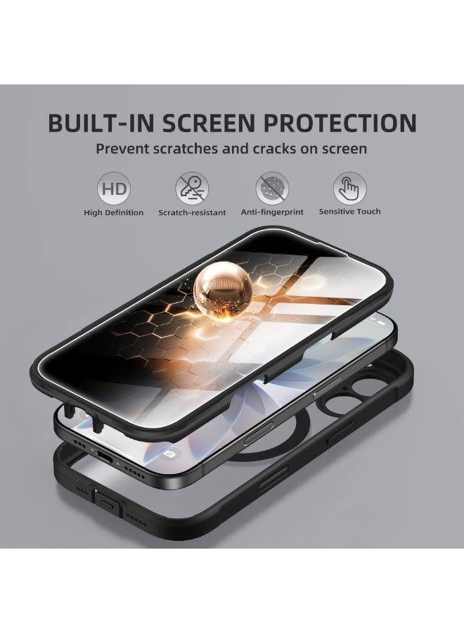 بيرفي جراب آيفون 17، متوافق مع ماج سيف، مع واقي شاشة خصوصية مدمج وحماية للكاميرا، مضاد للتجسس ومضاد للصدمات بغطاء شفاف كامل للجسم مناسب لمقاس 6.3 بوصة، لون أسود - Image 4