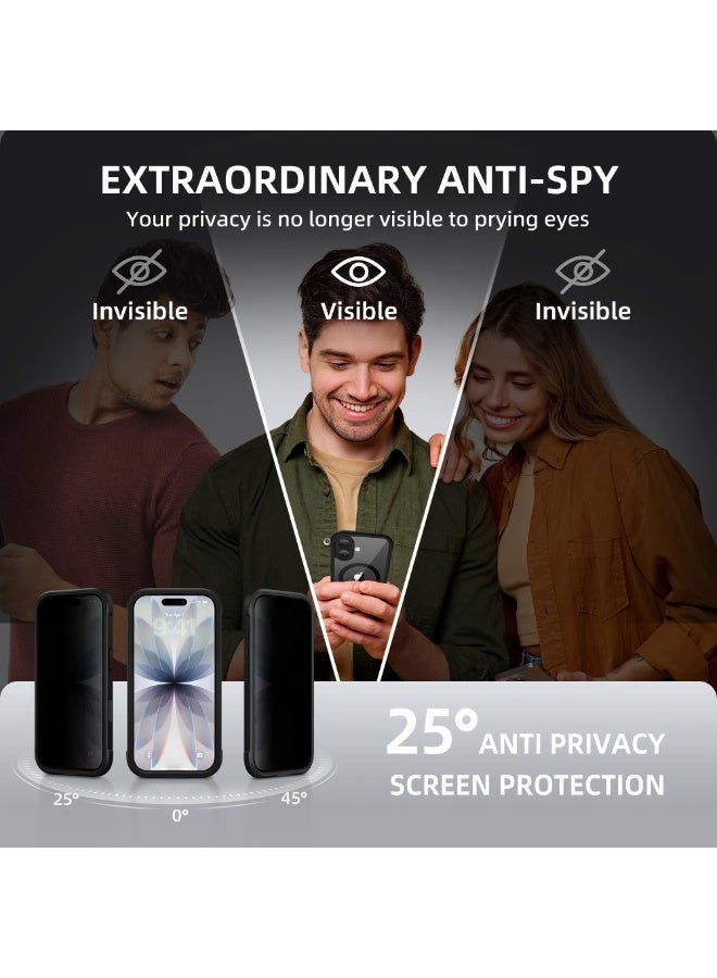 بيرفي جراب آيفون 17، متوافق مع ماج سيف، مع واقي شاشة خصوصية مدمج وحماية للكاميرا، مضاد للتجسس ومضاد للصدمات بغطاء شفاف كامل للجسم مناسب لمقاس 6.3 بوصة، لون أسود - Image 2