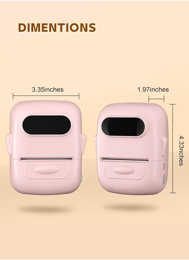 P50S Label Maker Machine with Tape Barcode Label Printer Mini Portable Bluetooth Thermal Labeler for Address Clothing Name Price Tags Retail Barcode Small (Pink with 1 Roll Label)