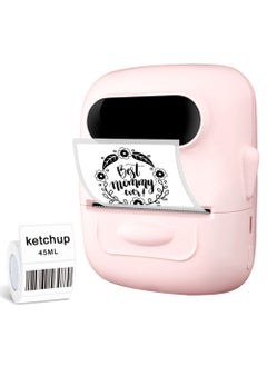 Marklife P50S Label Maker Machine with Tape Barcode Label Printer Mini Portable Bluetooth Thermal Labeler for Address Clothing Name Price Tags Retail Barcode Small (Pink with 1 Roll Label)  - Image 1