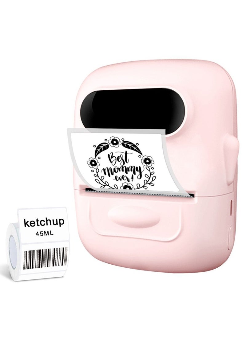 Marklife P50S Label Maker Machine with Tape Barcode Label Printer Mini Portable Bluetooth Thermal Labeler for Address Clothing Name Price Tags Retail Barcode Small (Pink with 1 Roll Label)  - Image 1
