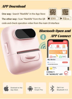 Marklife P50S Label Maker Machine with Tape Barcode Label Printer Mini Portable Bluetooth Thermal Labeler for Address Clothing Name Price Tags Retail Barcode Small (Pink with 1 Roll Label)  - Image 4