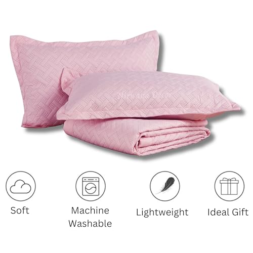 Nirwana Decor BedBliss Ultrasonic 280 TC All Season Supersoft King Size Bedding Set/bedcover/Rajaai Quilted Set with 2 Pillow Covers, 150 GSM (90x100 inches, Pink) - Image 5