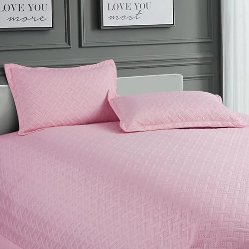 Nirwana Decor BedBliss Ultrasonic 280 TC All Season Supersoft King Size Bedding Set/bedcover/Rajaai Quilted Set with 2 Pillow Covers, 150 GSM (90x100 inches, Pink) - Image 4