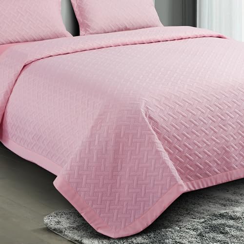 Nirwana Decor BedBliss Ultrasonic 280 TC All Season Supersoft King Size Bedding Set/bedcover/Rajaai Quilted Set with 2 Pillow Covers, 150 GSM (90x100 inches, Pink) - Image 3