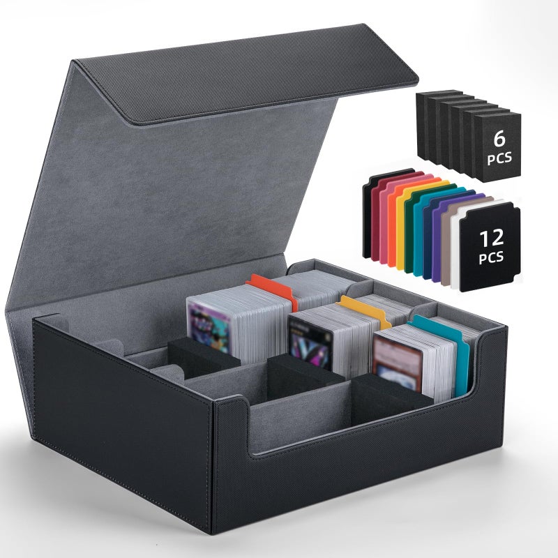 Astrell Trading Card Storage Box with 12 Dividers and 6 Foam Stoppers, Large Capacity Sturdy Leather Strong Magnetic Closure MTG Commander Deck Box, Case for TCG MTG Sport Card (Holds 1800+) - Image 1