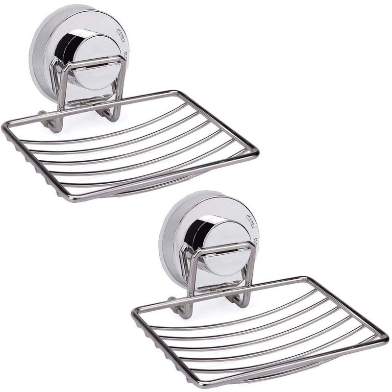 Ulable Stainless Steel Soap Holder Bathroom Vacuum Suction Cup Wall Mounted Soap Dish Waterproof and Rustproof for Shower Bathroom Tub or kitchen Sink 2 Pack Silver