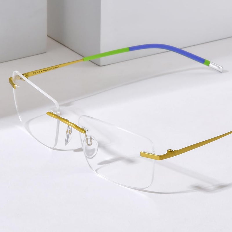 FONEX Titanium Glasses Frame,Rimless Frameless Optical Eyewear Eyeglasses for Men and Women F85634 - Image 2