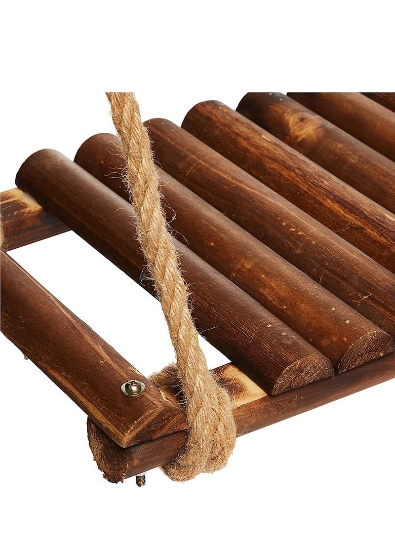 LINGWEI - Wooden Hanging Swing with Adjustable Rop Brown 60x210x27cm - Image 1