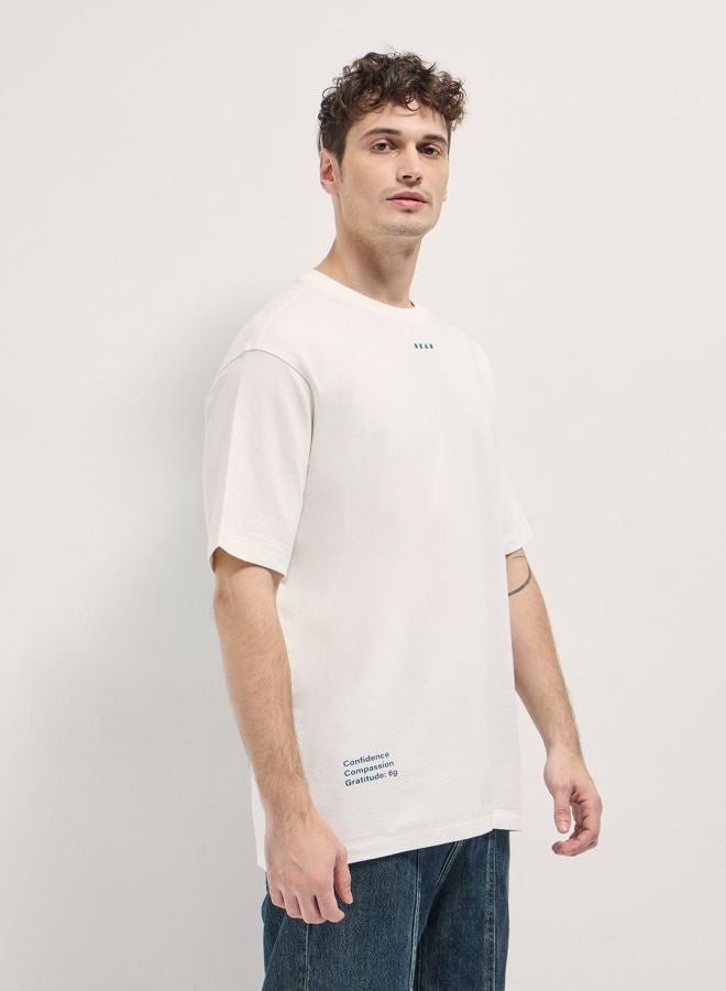 THE BEAR HOUSE Men's White 3D Graphic Back Printed Oversize Crew Neck T-shirt Perfect For Casual Wear, Gym, Travel, Or Layering Stylish And Versatile Essential For Every Wardrobe - Image 1