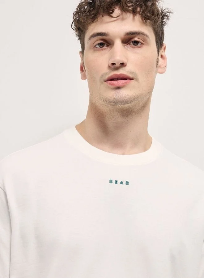 THE BEAR HOUSE  Men's White 3D Graphic Back Printed Oversize Crew Neck T-shirt Perfect For Casual Wear, Gym, Travel, Or Layering Stylish And Versatile Essential For Every Wardrobe for Men | Best Price UAE