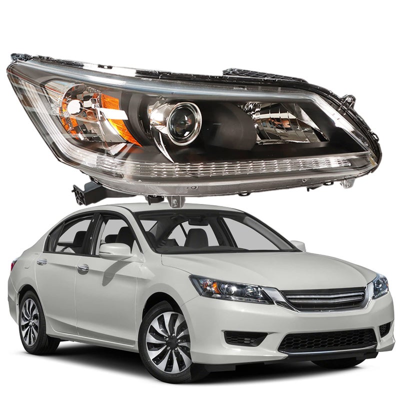 munirater Black Housing Projector Headlight Assembly Passenger Side Replacement for Accord 20132015 4Door Sedan Halogen Headlight Headlamp