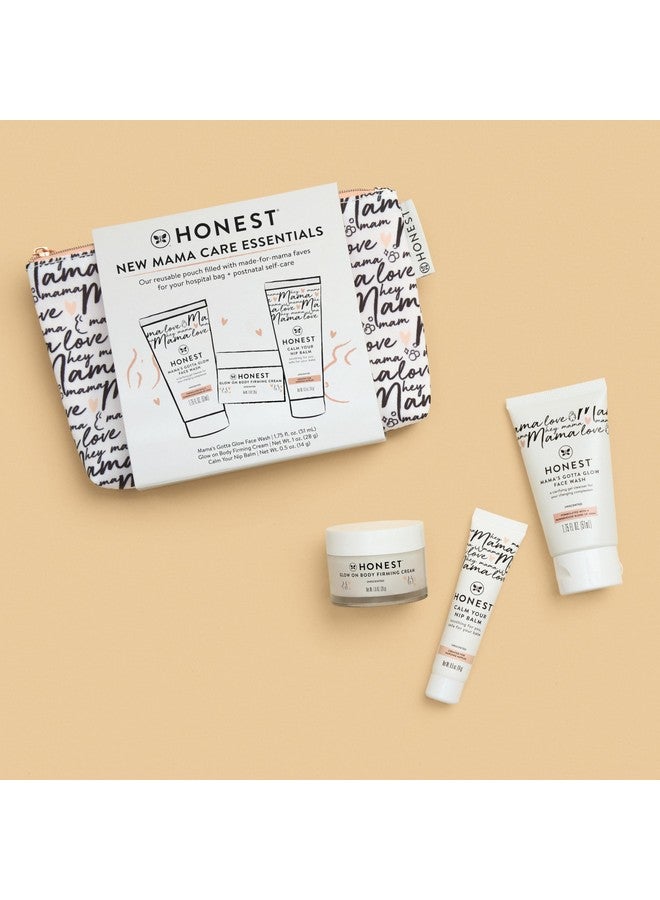 The Honest Company The Honest Company New Mama Care Essentials Gift Set | Hospital Bag Must Haves | Travel Size Nip Balm (0.5 oz), Glow On Body Cream (1 oz), Gotta Glow Face Wash (1.75 fl oz), Reusable Pouch - Image 2