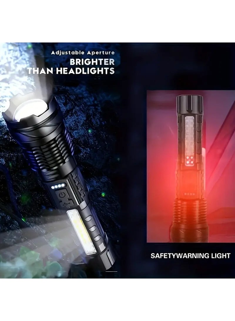 SHENYU New Strong Light Flashlight Portable USB charging with 2600mAh Battery White Laser Safety Flashlight Multi-Color Ligh Security flashlight for Tools Home Improvement  - Image 3
