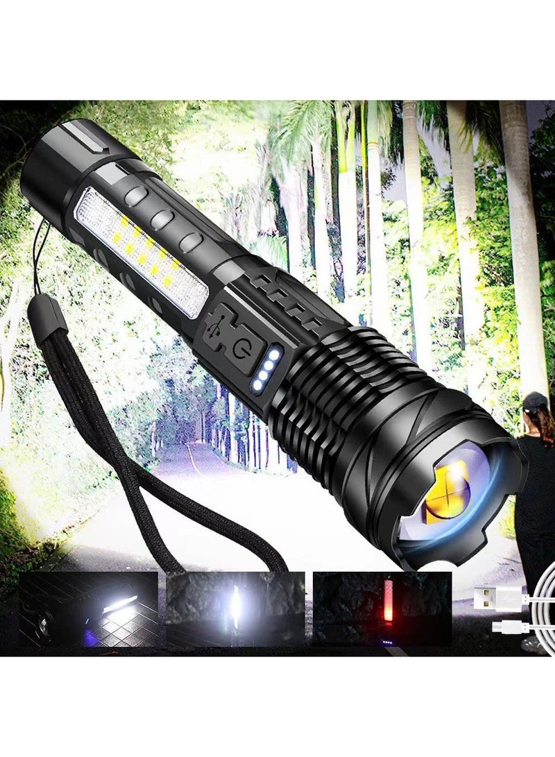 SHENYU New Strong Light Flashlight Portable USB charging with 2600mAh Battery White Laser Safety Flashlight Multi-Color Ligh Security flashlight for Tools Home Improvement  - Image 1