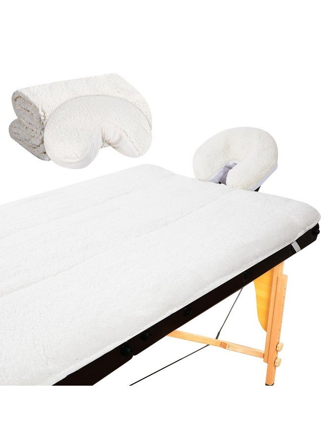 Oudain Fleece Massage Table Pad Set, 76 X 34 Inch Soft And Comfortable Massage Bed Pads, Thick Massage Table Pads Set Includes Pad And Face Rest Cover For Spa, Beauty Salon - Image 1