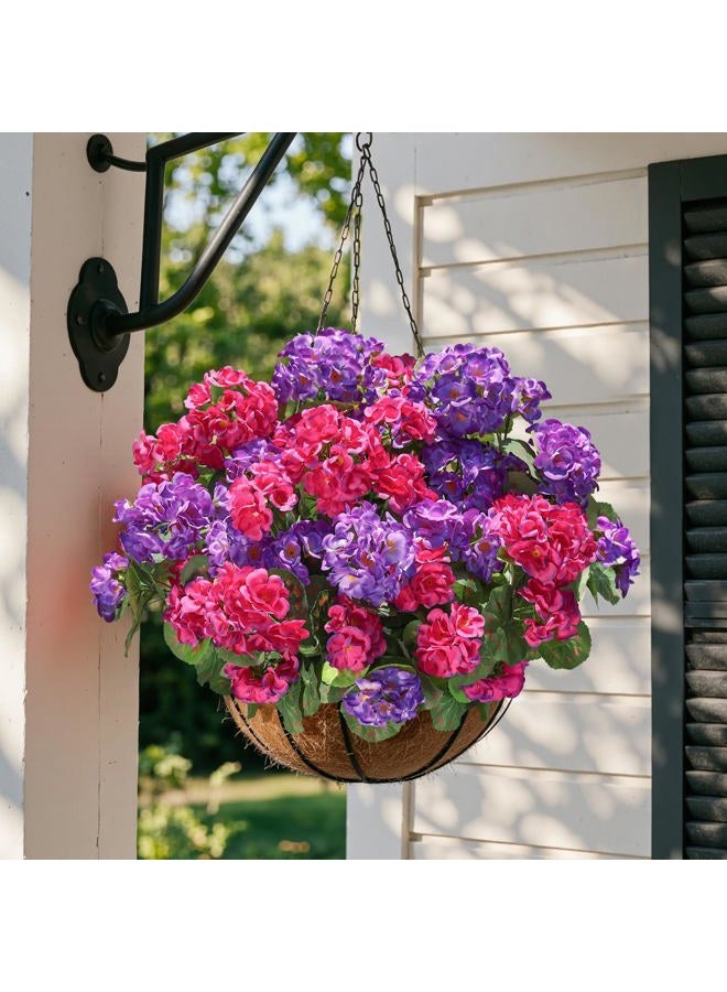 HyeFlora Artificial Geranium Fake Flowers for Outdoors Decoration, 6 Bundles Silk Geraniums Flower UV Resistant Look Real Faux Plants for Front Door Garden Porch Planter Patio Balcony Yard Indoor Home, Mix - Image 4