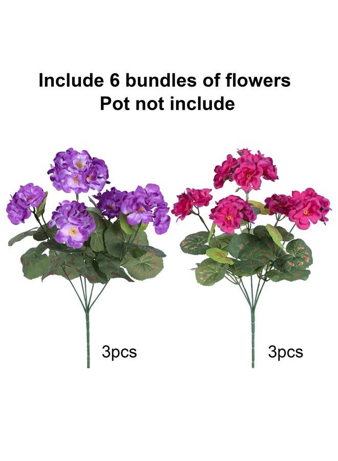 HyeFlora Artificial Geranium Fake Flowers for Outdoors Decoration, 6 Bundles Silk Geraniums Flower UV Resistant Look Real Faux Plants for Front Door Garden Porch Planter Patio Balcony Yard Indoor Home, Mix - Image 5