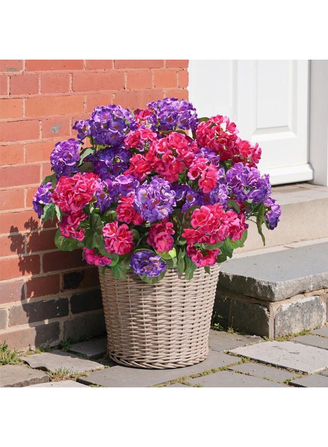 HyeFlora Artificial Geranium Fake Flowers for Outdoors Decoration, 6 Bundles Silk Geraniums Flower UV Resistant Look Real Faux Plants for Front Door Garden Porch Planter Patio Balcony Yard Indoor Home, Mix - Image 3