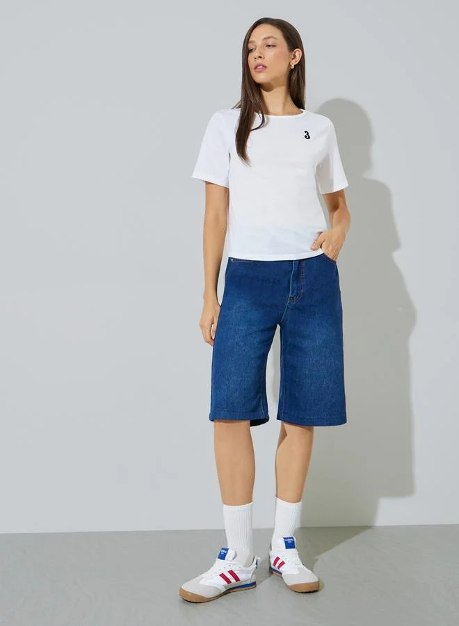 ستايلي White Regular Fit Round Neck T-Shirt