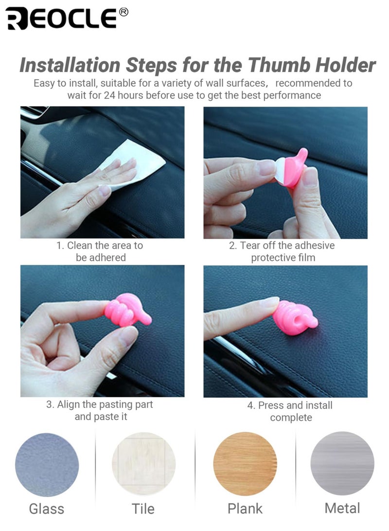 REOCLE 20PCS Thumb Shape Cable Clips with Adhesive Backing and No Drill Installation Plastic Cord Organizers for Home Kitchen Office Charging Cables - Image 4