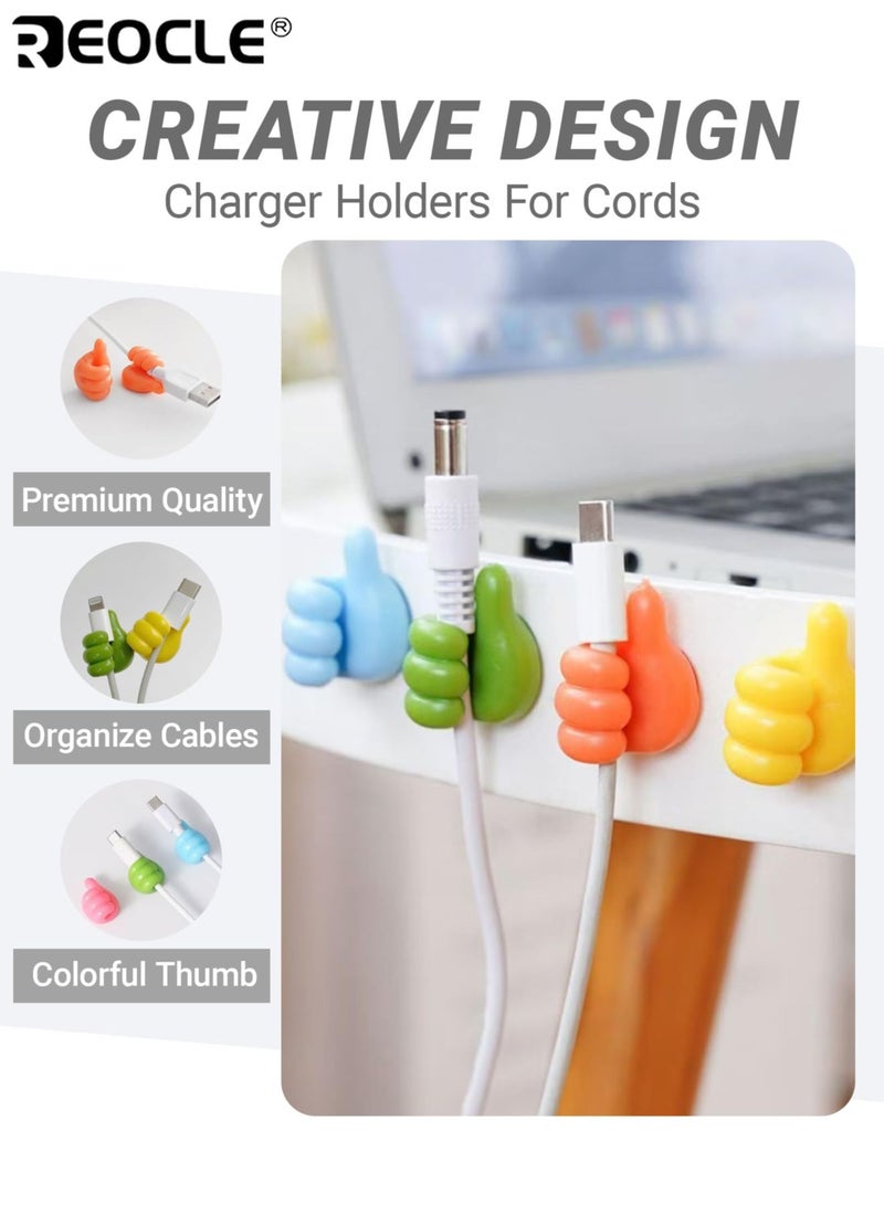 REOCLE 20PCS Thumb Shape Cable Clips with Adhesive Backing and No Drill Installation Plastic Cord Organizers for Home Kitchen Office Charging Cables - Image 2