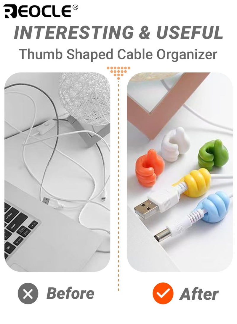 REOCLE 20PCS Thumb Shape Cable Clips with Adhesive Backing and No Drill Installation Plastic Cord Organizers for Home Kitchen Office Charging Cables - Image 3