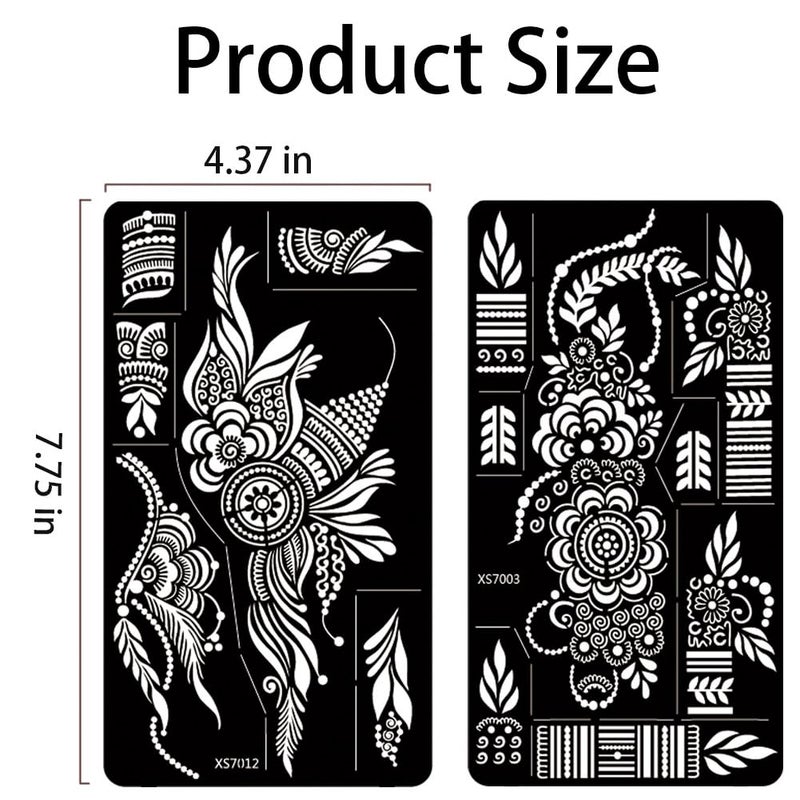 PPVWEY 12 Sheet Henna Tattoo Stencils kit, Temporary Tattoos Templates Hand Forearm Indian Airbrush Tattoo Stickers for Women Girls (Black) - Image 4
