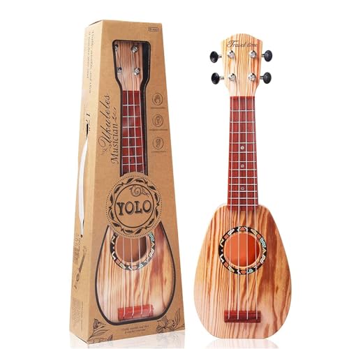 YOLOPLUS 17 Inch Kids Ukulele Guitar Toy 4 Strings Mini Children Musical Instruments Educational Learning Toy for Toddler Beginner Keep Tone AntiImpact Can Play with PicksStrapPrimary Tutorial - Image 1