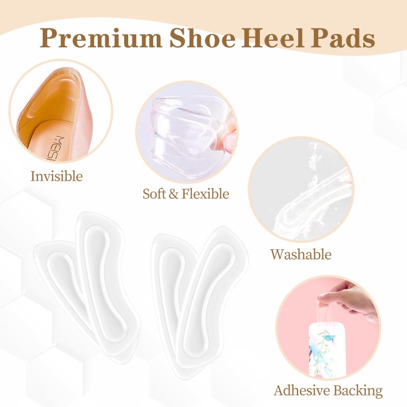 EACOZY Heel Grips  Clear Shoe Heel Inserts  Heel Cushion Pads for Women Men Loose Shoes  5 Pairs - Image 4