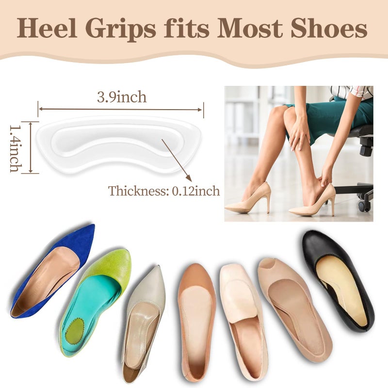 EACOZY Heel Grips  Clear Shoe Heel Inserts  Heel Cushion Pads for Women Men Loose Shoes  5 Pairs - Image 5