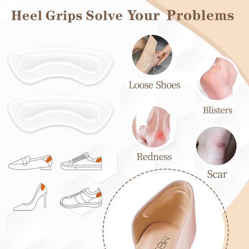 EACOZY Heel Grips  Clear Shoe Heel Inserts  Heel Cushion Pads for Women Men Loose Shoes  5 Pairs - Image 2