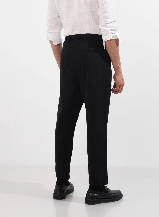 The Indian Garage Co Men Relaxed Fit Textured Cross Pocket Mid-Rise Trousers