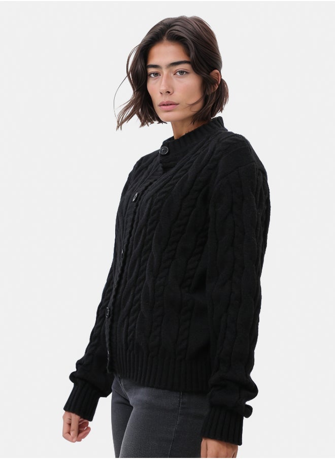 RAVIN Long Sleeves Buttoned Braided Cardigan  - Image 2