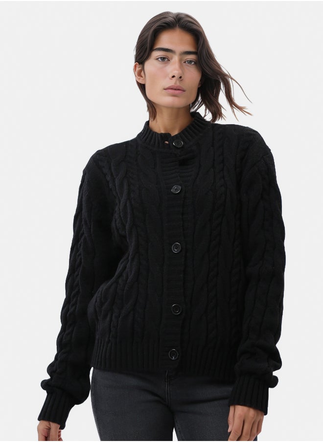 RAVIN Long Sleeves Buttoned Braided Cardigan  - Image 1