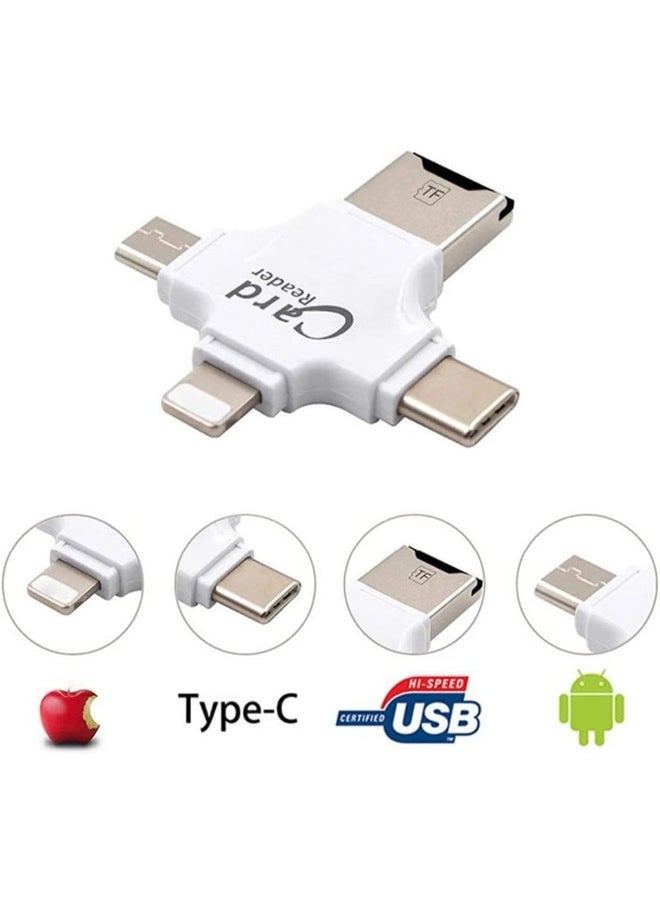 Generic - Versatile 4 in 1 Card Reader for iPhone iPad Android and More  TF Lightning Micro USB USB Type C Fast Data Transfer iOS App 8G 128G Support - Image 1